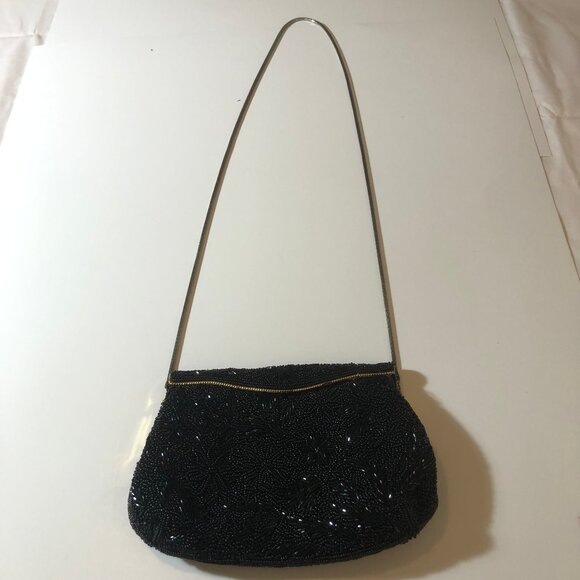 Carla Marchi Handbags - Elevate Your Evening: Vintage Carla Marchi Black Beaded Clutch